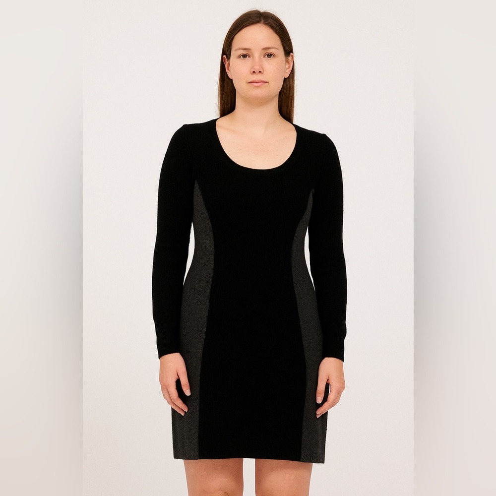 Uniqlo Women’s 100% Cashmere Sweater Dress Black Gray Scoop Neck small s